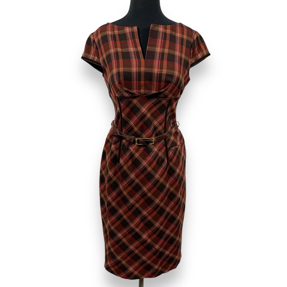 Anne Klein New York Plaid Belted Dress